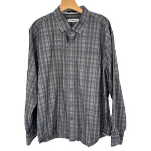Tommy Bahama Mens Plaid Long Sleeve Button-Up Shirt Gray size XL silk cotton
